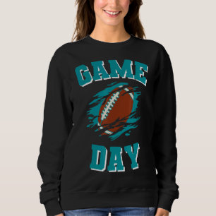 Sweatshirt Jeu Jour Coup d'envoi Football Aqua et Orange Team