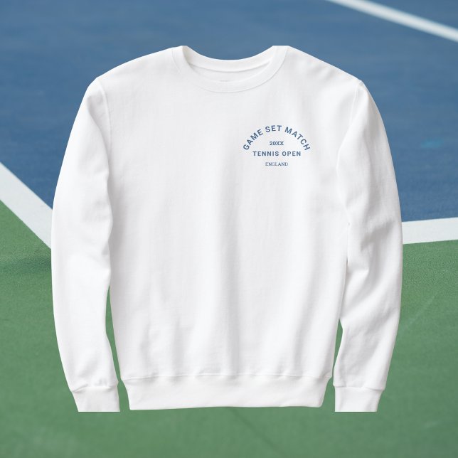 Sweatshirt Jeu Set Match Blue Crest  Tennis Hommes Blanc (Créateur téléchargé)