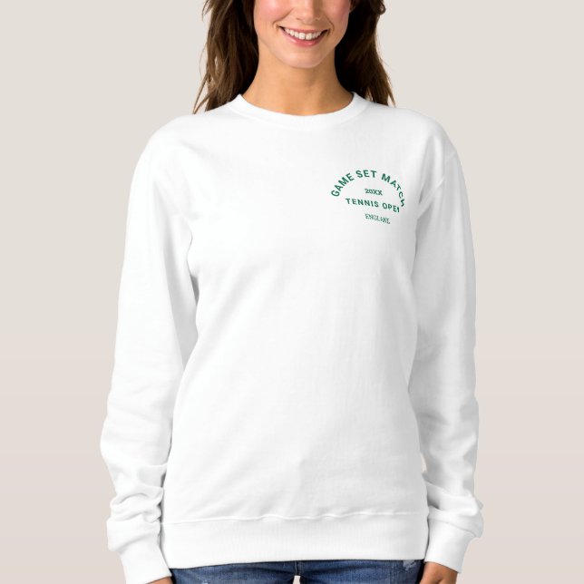 Sweatshirt Jeu Set Match Green Crest Tennis Féminin Blanc (Devant)