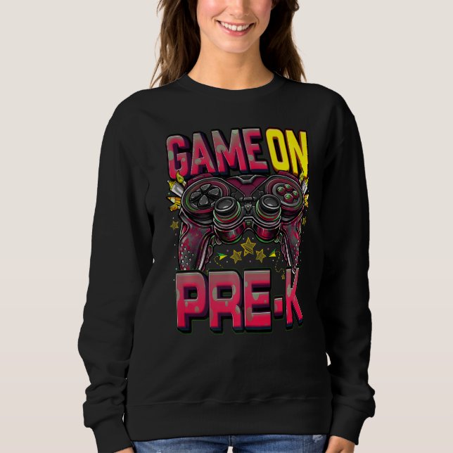 Sweatshirt Jeu Sur Pré K Retour À L'École Pré K Niveau Déverr (Devant)