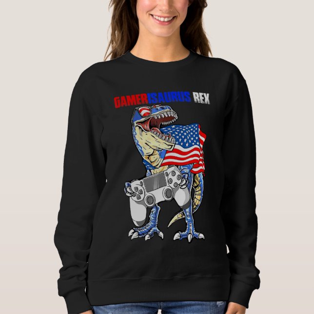 Sweatshirt Jeu vidéo 4 juillet T Rex Dinosaur Amerisaurus (Devant)