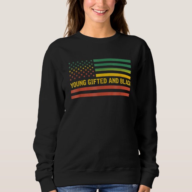 Sweatshirt Jeune Ed Et Noir Histoire Us Drapeau Amérique Afri (Devant)