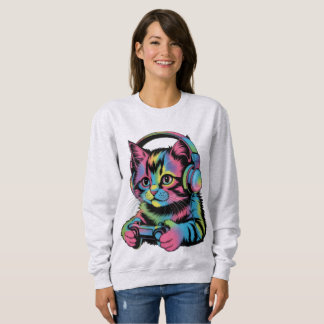 Sweatshirt Jeux vidéo de chat de gamer