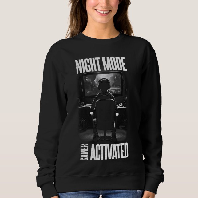 Sweatshirt Jeux vidéo. Mode nuit, joueur activé. (Devant)