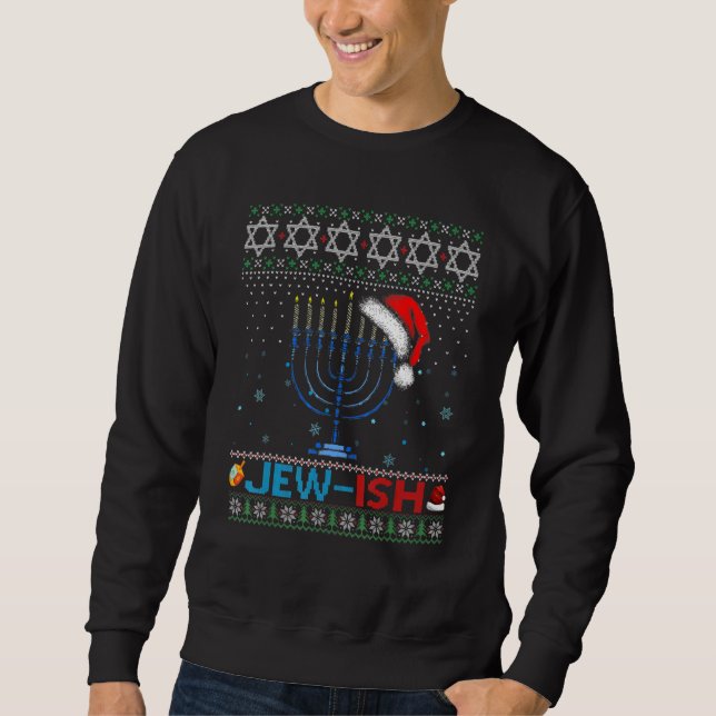 Sweatshirt Jew ish Jewish Pun Menorah Santa Hanukkah Christma (Devant)