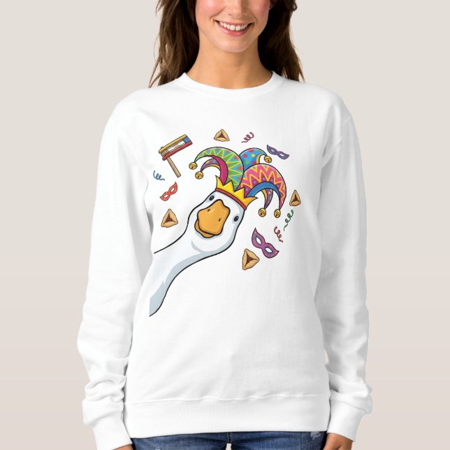 Sweatshirt Jewish Holiday Purim Funny Goose  (Devant)