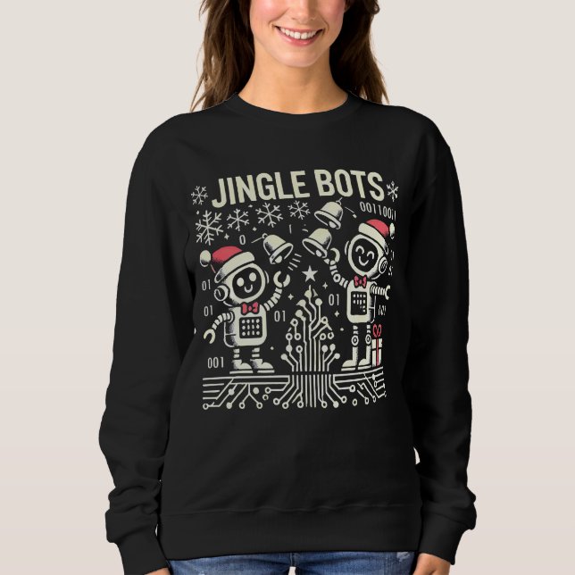 Sweatshirt Jingle Bots Festive Robots de vacances avec chapea (Devant)
