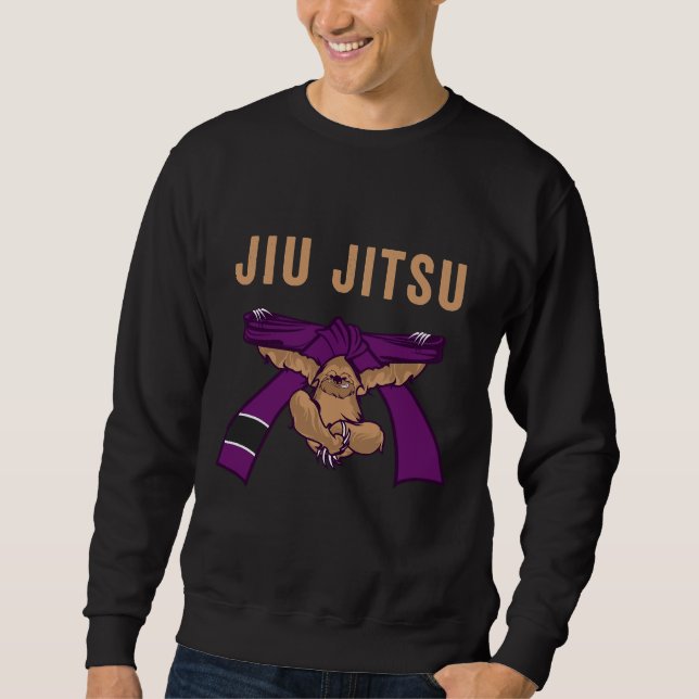 Sweatshirt Jiu Jitsu Bjj Sloth Jiu Jitsu Ceinture Violette Av (Devant)