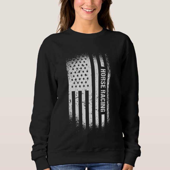 Sweatshirt Jockey Drapeau États-Unis Course Hippique (Devant)