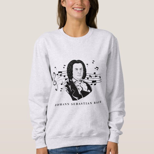 Sweatshirt Johann Sebastian Bach Portrait et buste avec notes (Devant)