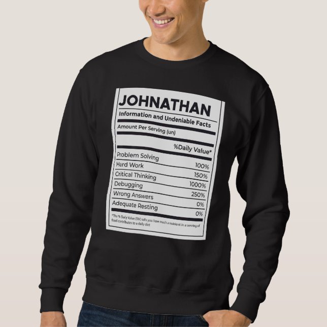 Sweatshirt Johnathan Nutrition Information Problème Résoudre  (Devant)