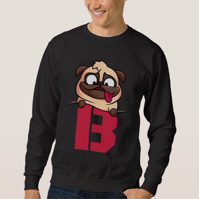 Sweatshirt Joli alphabet Carlin, lettre B, alphabet chien Cla (Devant)