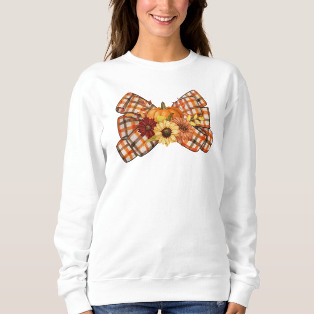 Sweatshirt Joli arc d'automne amusant, citrouilles et fleurs, (Devant)