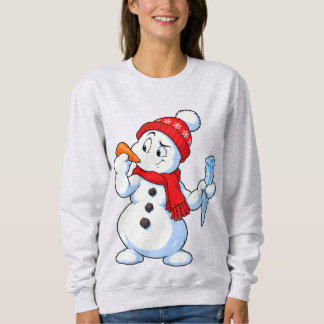 Sweatshirt Joli bonhomme de neige drôle choisissant un nez en