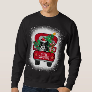 Sweatshirt Joli Bordure Collie Camion Rouge Joyeux Noël Bleac