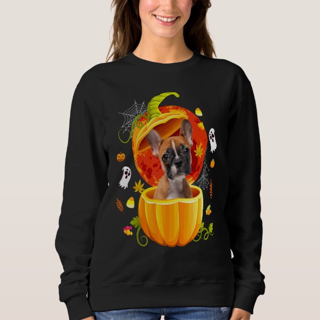 Sweatshirt Joli Boston Terrier Citrouille  Chien d'Halloween (Devant)