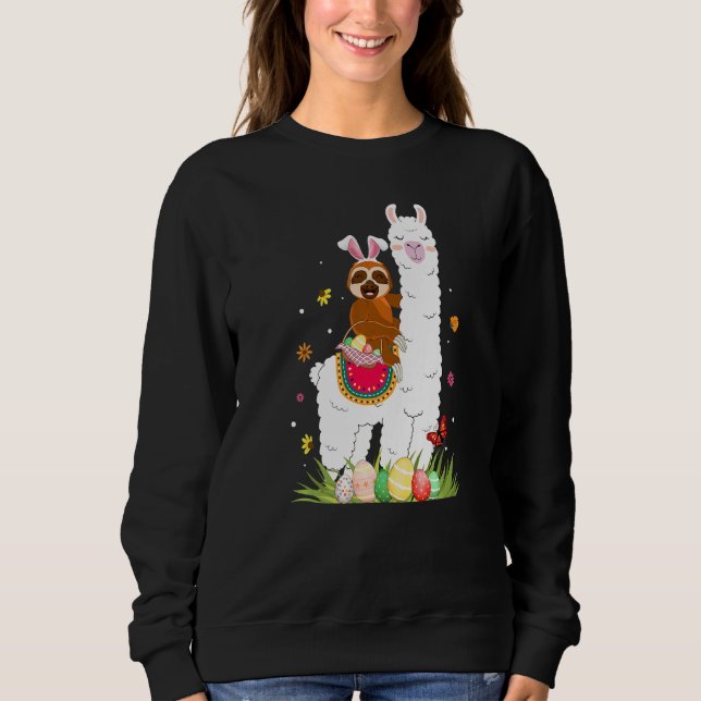Sweatshirt Joli Bunny Sloth Riding Llama Oeufs Panier Happy E (Devant)