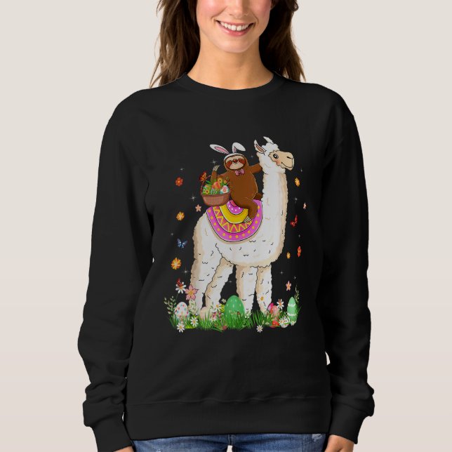 Sweatshirt Joli Bunny Sloth Riding Llama Oeufs Panier Happy E (Devant)