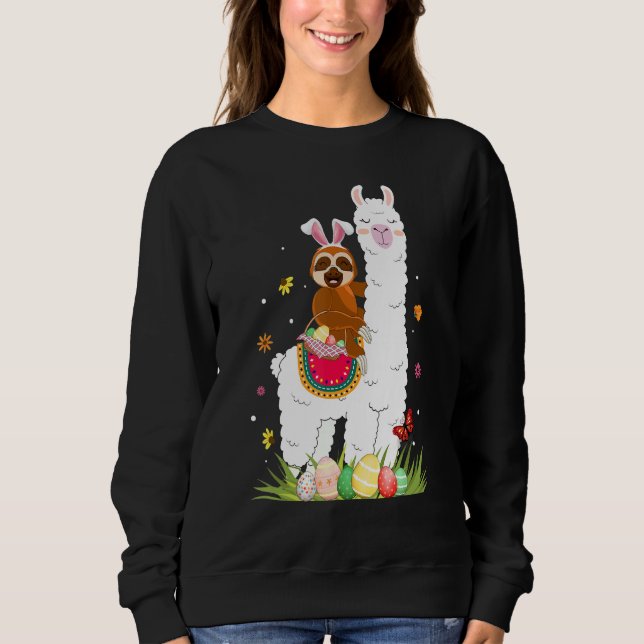Sweatshirt Joli Bunny Sloth Riding Llama Oeufs Panier Happy E (Devant)
