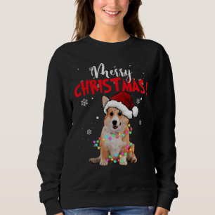 Sweatshirt Joli Chapeau Santa Corgi Avec Lumières Colorées Jo