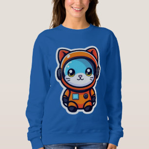Sweatshirt Joli Chat Astronaute Orange Kawaii Espace