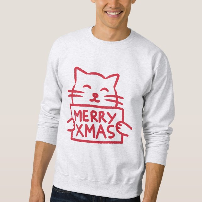 Sweatshirt Joli Chat Joyeux Noël (Devant)