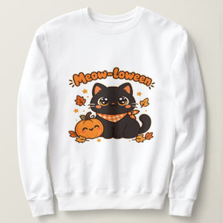 Sweatshirt Joli Chat Noir Citrouille Meow-loween
