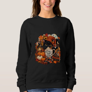 Sweatshirt Joli Chat Noir d'Automne