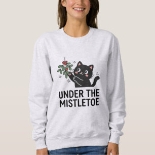 Sweatshirt Joli Chat Noir Plante Vacances Dessin Animé Noël