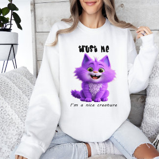 Sweatshirt Joli Chat Violet | Croyez Moi Je Suis une Gentille