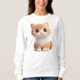 Sweatshirt Joli Chaton Tabby Orange Grands Yeux