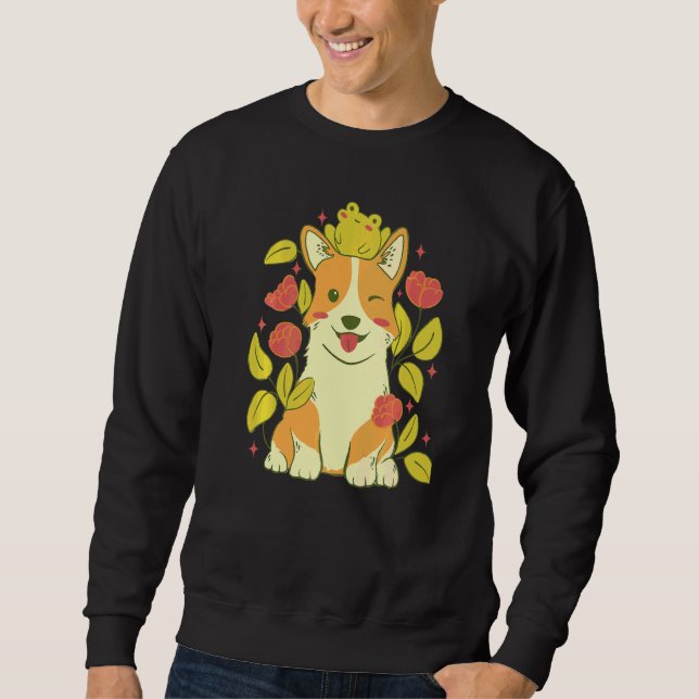 Sweatshirt Joli chien Corgi et grenouille  1 (Devant)