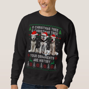 Sweatshirt Joli Chien Sibérien Husky Oh Arbre de Noël Moche X