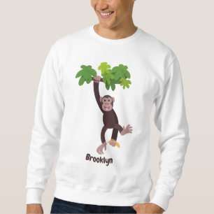 Sweatshirt Joli chimpanzé dans la jungle suspendu dessin anim