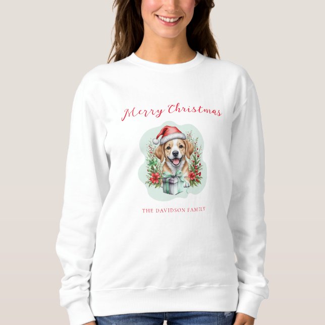 Sweatshirt Joli chiot de Noël (Devant)