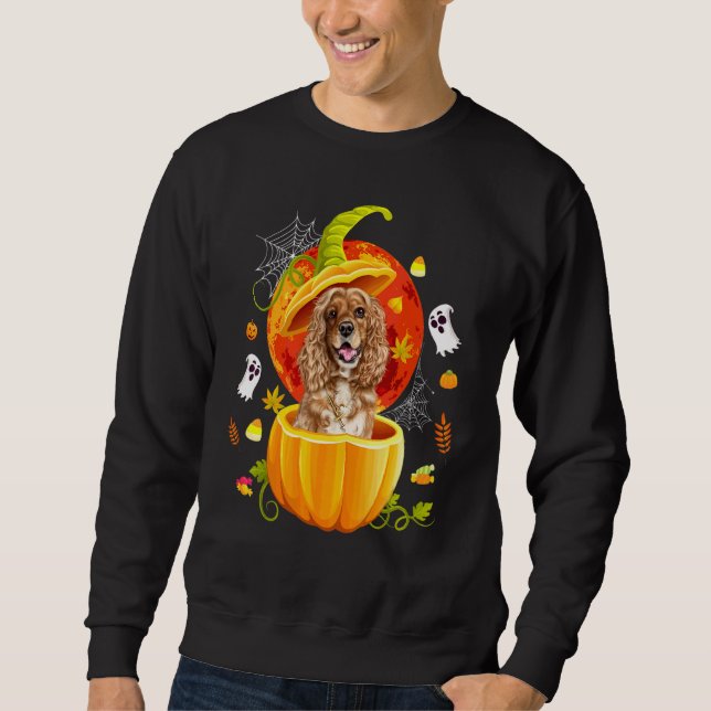 Sweatshirt Joli Cocker Spaniel Citrouille  Chien d'Halloween  (Devant)