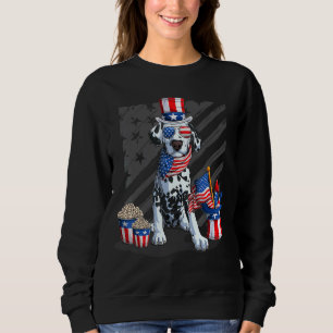 Sweatshirt Joli Dalmatie 4 juillet Drapeau américain Lunettes