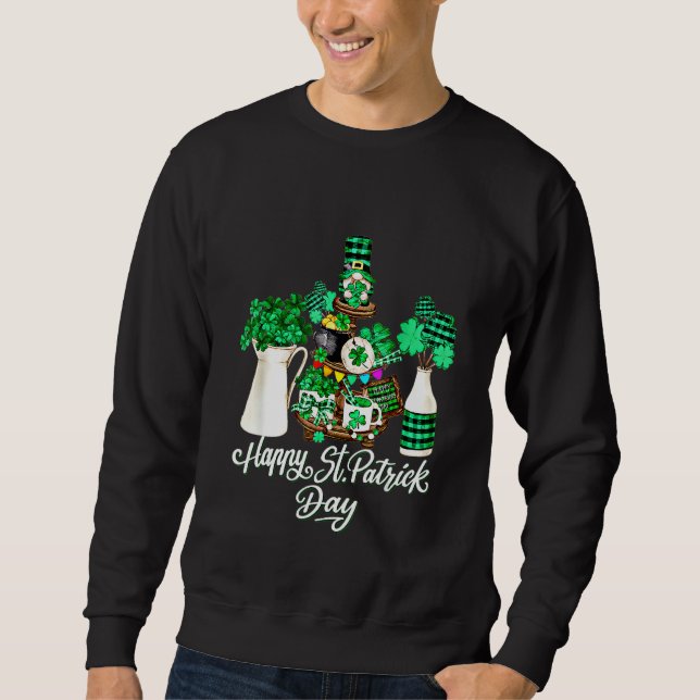 Sweatshirt Joli Décor Shamrock vert Avec Joyeux St patrick D (Devant)