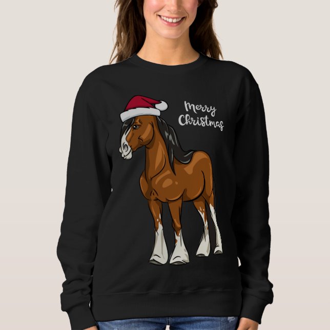 Sweatshirt Joli dessin Clydesdale Brouillon Cheval Noël (Devant)