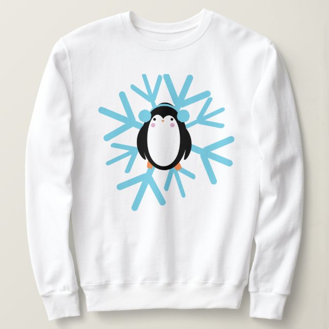 Sweatshirt Joli flocon de neige de pingouin de Noël d'hiver (Design devant)