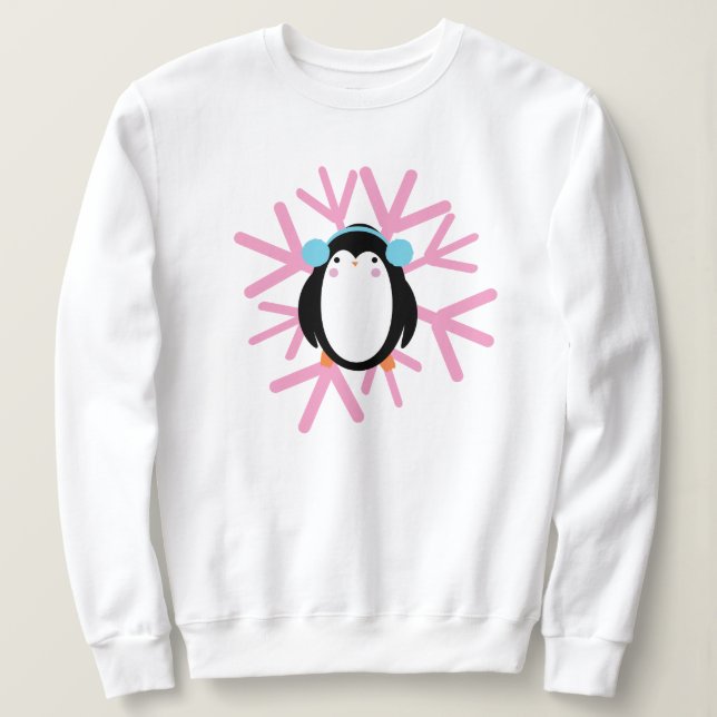 Sweatshirt Joli flocon de neige de pingouin de Noël d'hiver (Design devant)