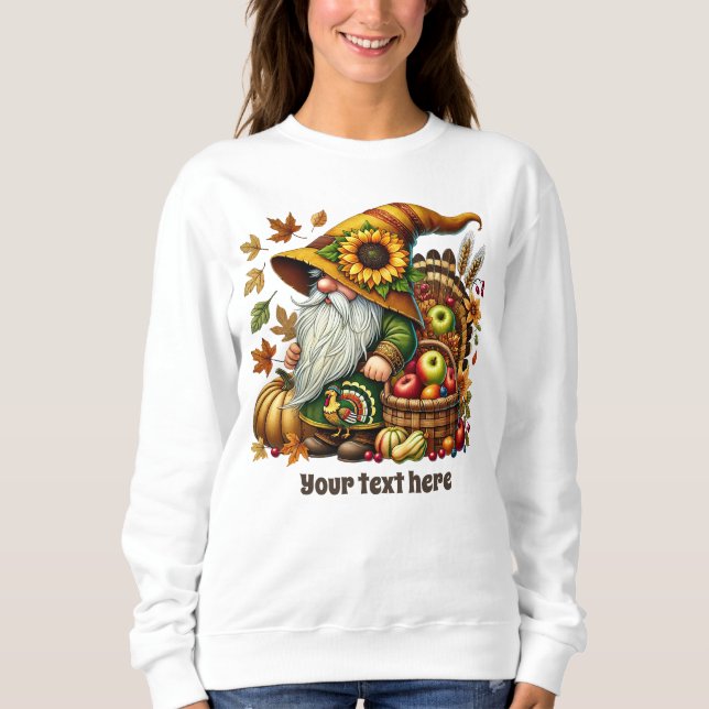 Sweatshirt Joli gnome saisonnier d'automne ajouter du texte  (Devant)