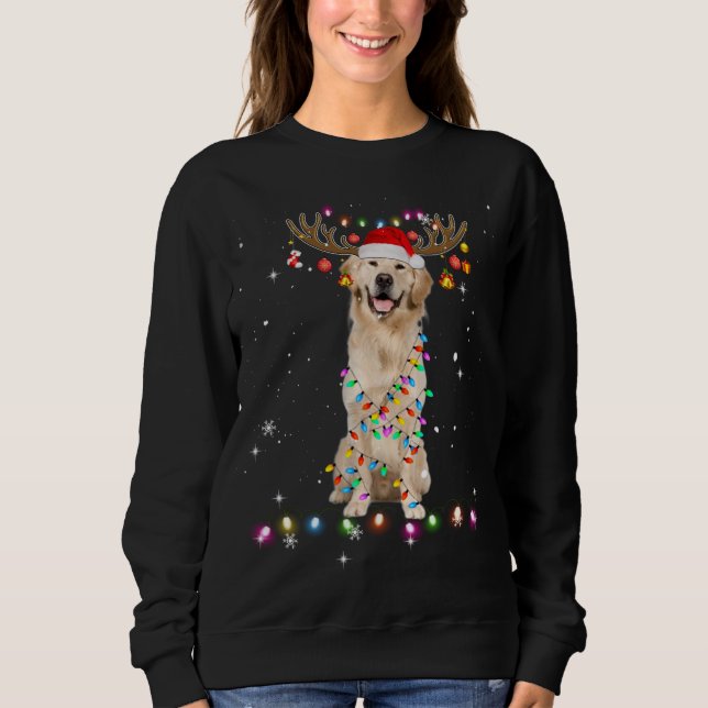 Sweatshirt Joli Golden Retriever Feux de Noël Reindeer Pa (Devant)