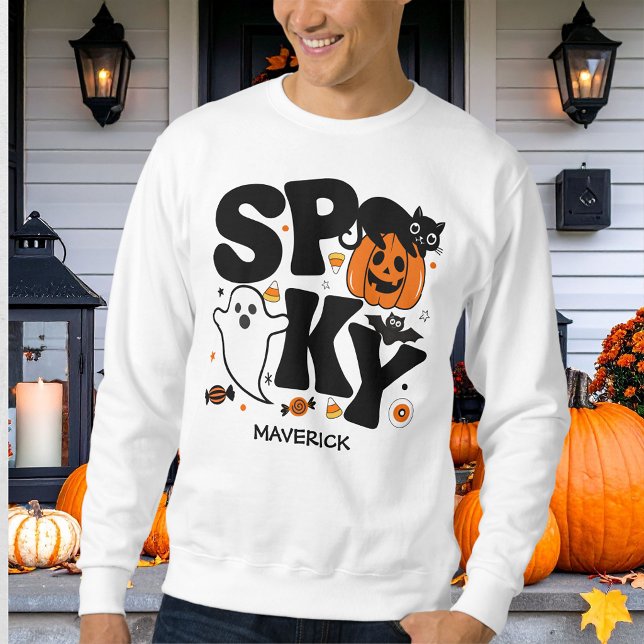 Sweatshirt Joli Halloween effrayant noir et orange (Créateur téléchargé)