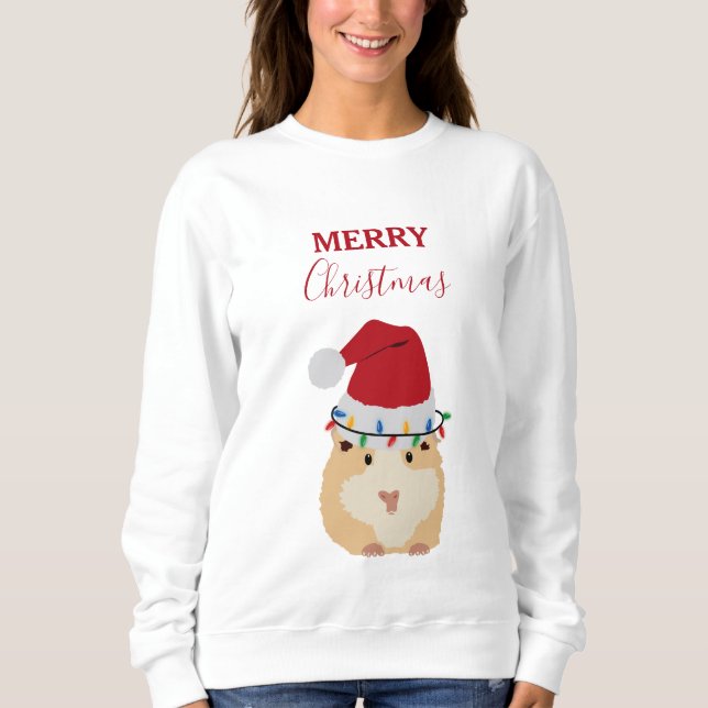 Sweatshirt Joli Hamster de Noël Funny Animal Santa Hat (Devant)