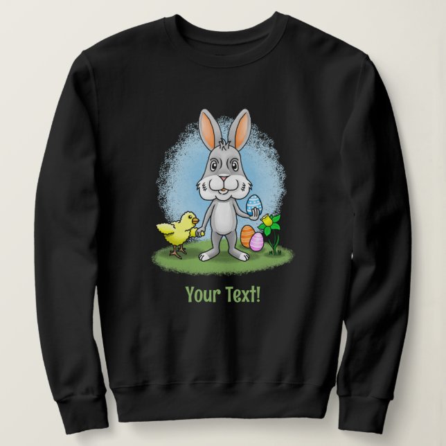 Sweatshirt Joli lapin de Pâques et la poule (Design devant)
