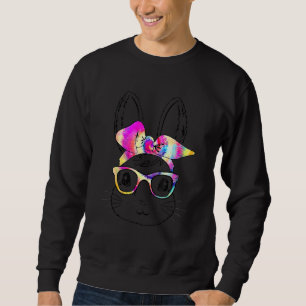 Sweatshirt Joli lapin lapin Visage Tie Tee Lunettes Fille Heu