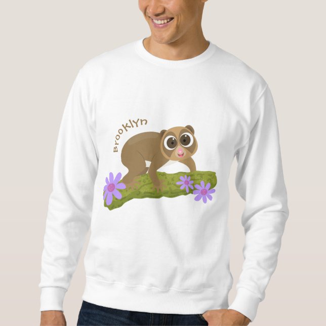 Sweatshirt Joli lenteur loris sur dessin de branche (Devant)