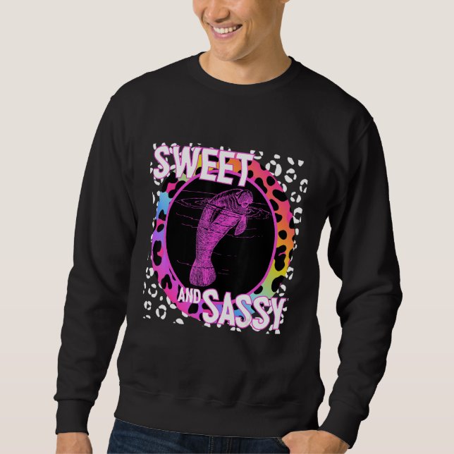 Sweatshirt Joli Manatee 90s Nostalgia Arc-en-ciel Empreinte d (Devant)
