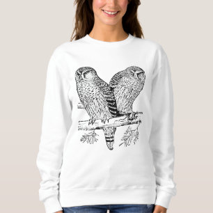 Sweatshirt Joli noir blanc vintage hiboux femmes